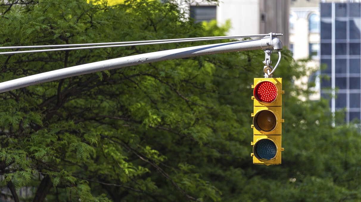Traffic light with red signal