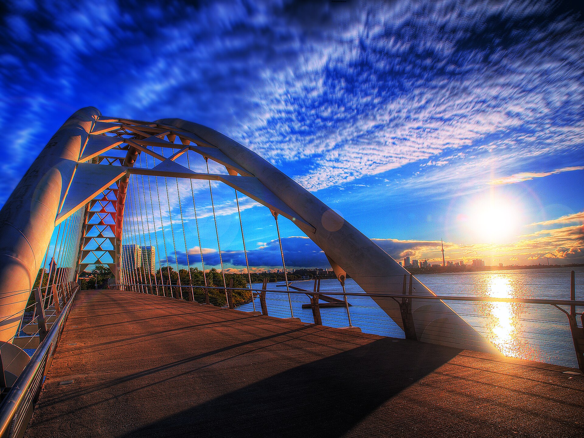 Humber Bay Arch Bridge at the Etobicoke waterfront.