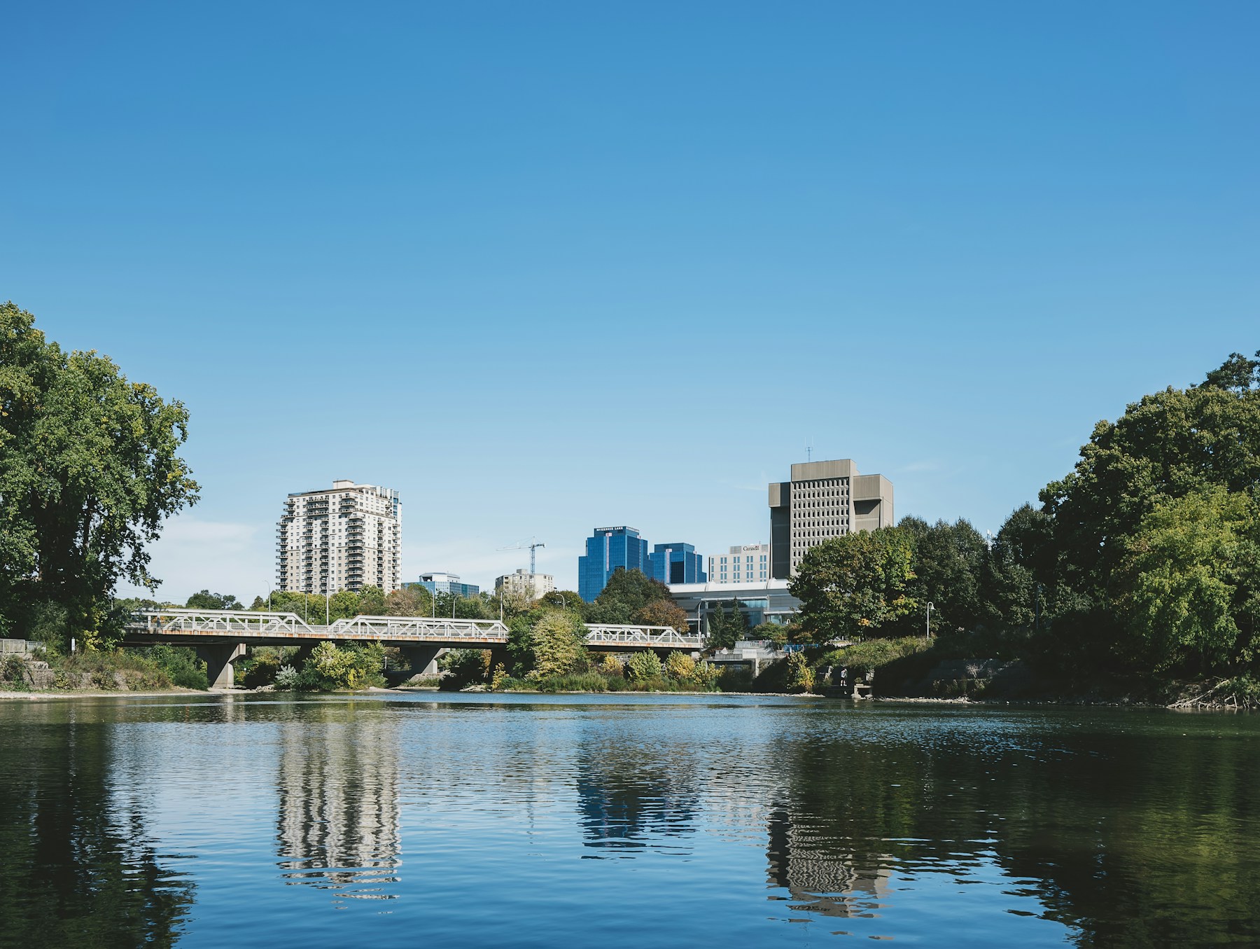 Downtown London, Ontario, viewed across the Thames River.