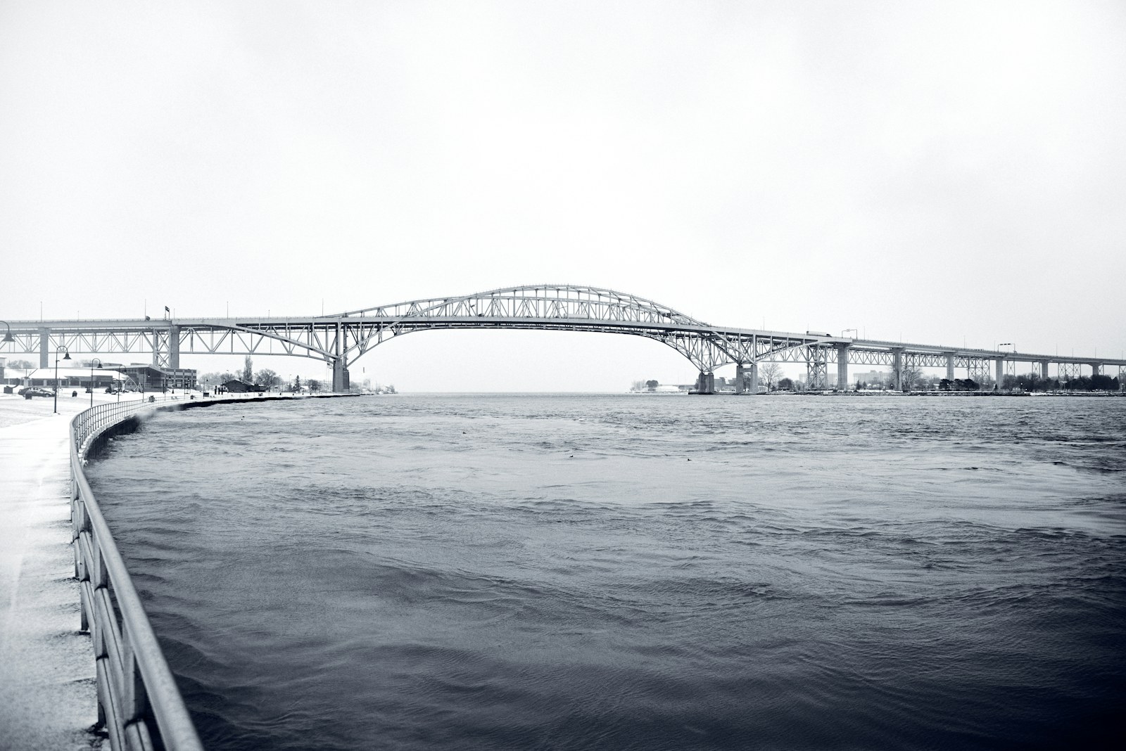 The Blue Water Bridge spanning the river at Sarnia.