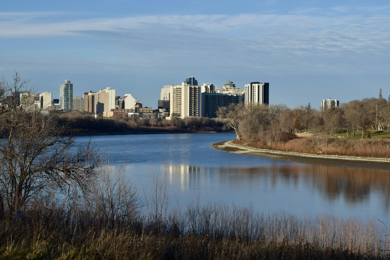 Downtown Winnipeg viewed across the Red River.